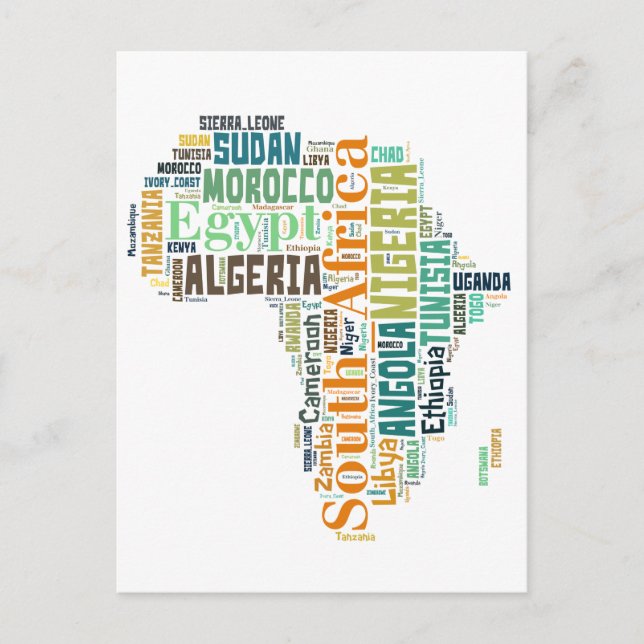 Africa Word Art Postkarte (Vorderseite)