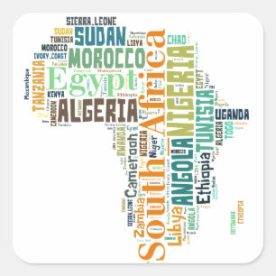 Africa Word Art Quadratischer Aufkleber