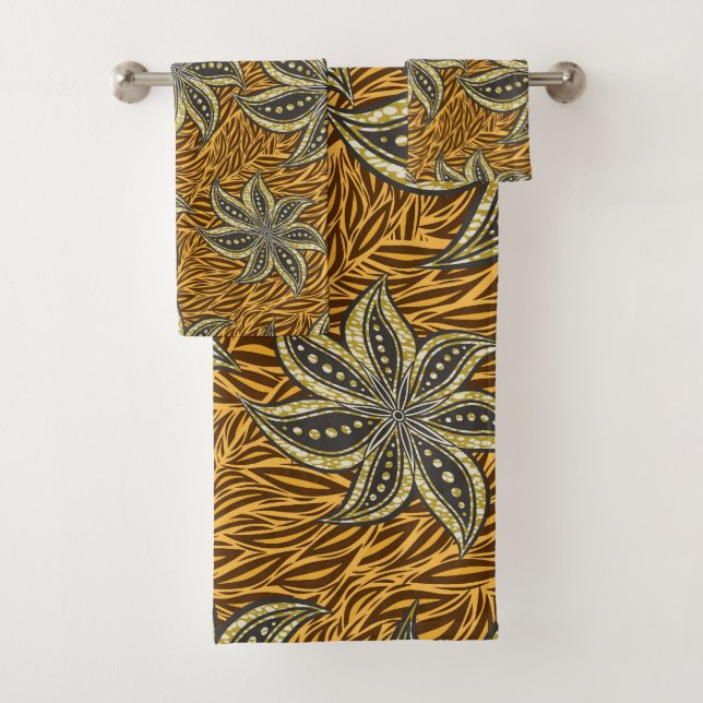 African Abstrakt Floral Batik Style Badhandtuch Set (Insitu)