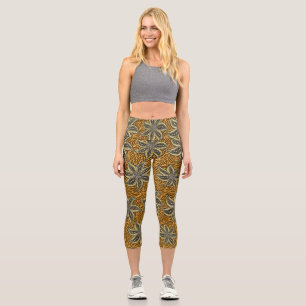 African Abstrakt Floral Batik Style Capri Leggings