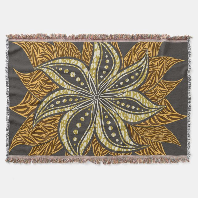 African Abstrakt Floral Batik Style Decke (Vorderseite)