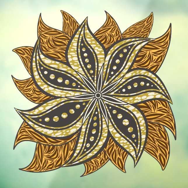 African Abstrakt Floral Batik Style Fensteraufkleber (Blatt 3)