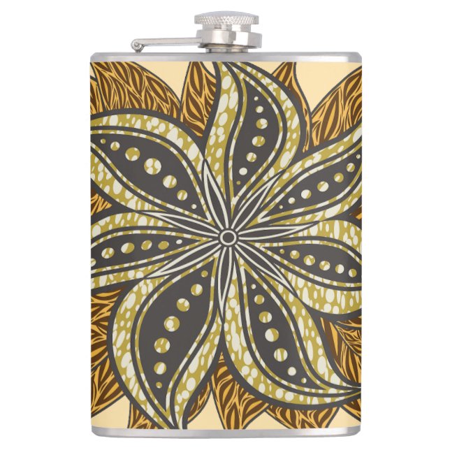 African Abstrakt Floral Batik Style Flachmann (Vorderseite)
