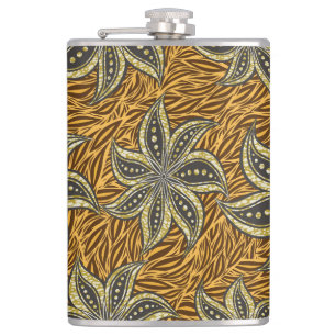 African Abstrakt Floral Batik Style Flachmann