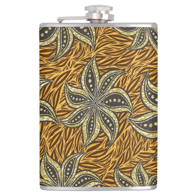 African Abstrakt Floral Batik Style Flachmann (Vorderseite)