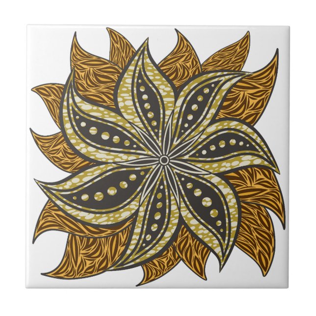 African Abstrakt Floral Batik Style Fliese (Vorderseite)