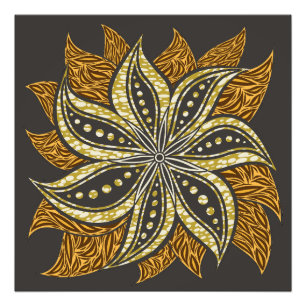 African Abstrakt Floral Batik Style Fotodruck