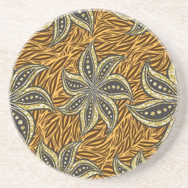 African Abstrakt Floral Batik Style Getränkeuntersetzer (Vorne)