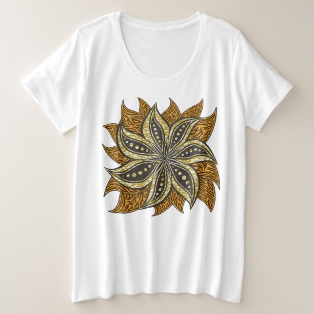 African Abstrakt Floral Batik Style Große Größe T-Shirt (Design vorne)