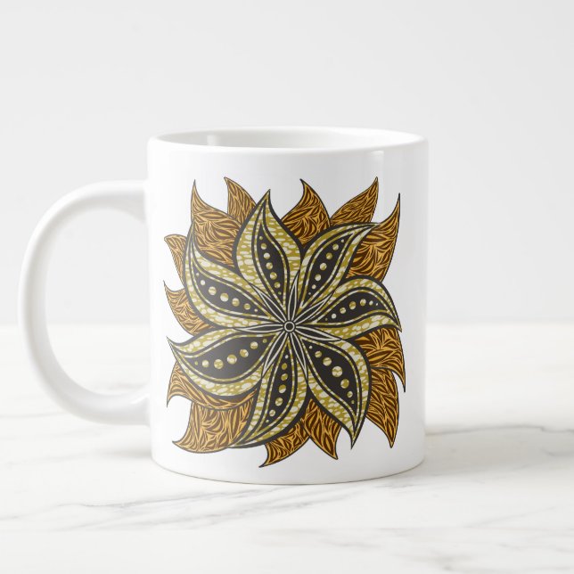 African Abstrakt Floral Batik Style Jumbo-Tasse (Links)