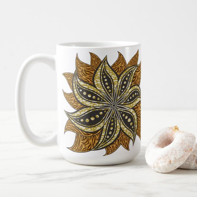 African Abstrakt Floral Batik Style Kaffeetasse (Mit Donut)
