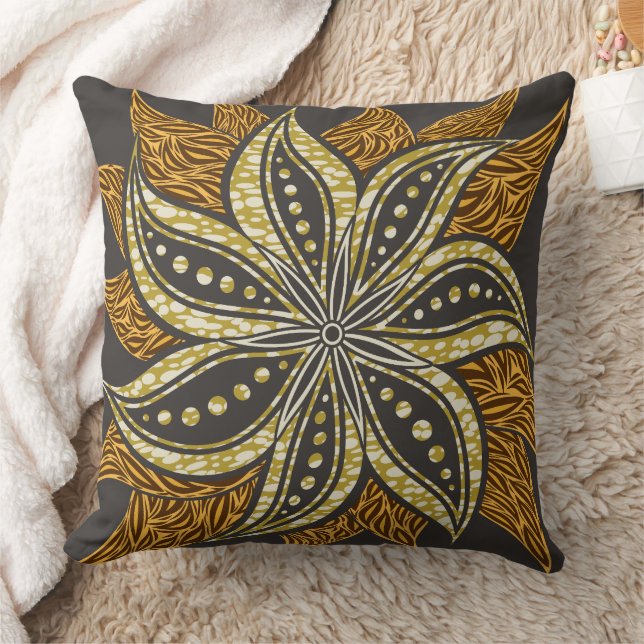 African Abstrakt Floral Batik Style Kissen (Decke)