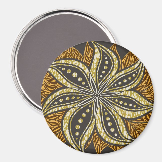 African Abstrakt Floral Batik Style Magnet (Vorderseite/Rückseite)