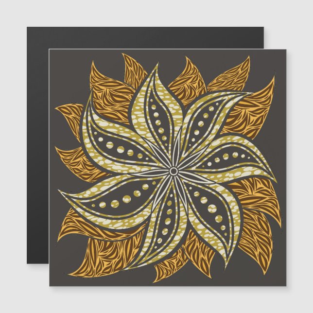 African Abstrakt Floral Batik Style Magnetkarte (Vorne/Hinten)