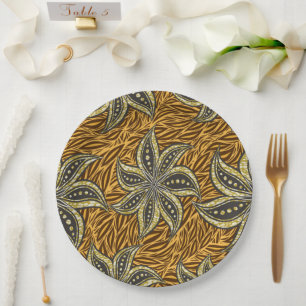 African Abstrakt Floral Batik Style Pappteller