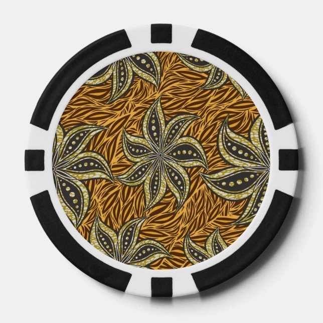 African Abstrakt Floral Batik Style Pokerchips (Vorderseite)