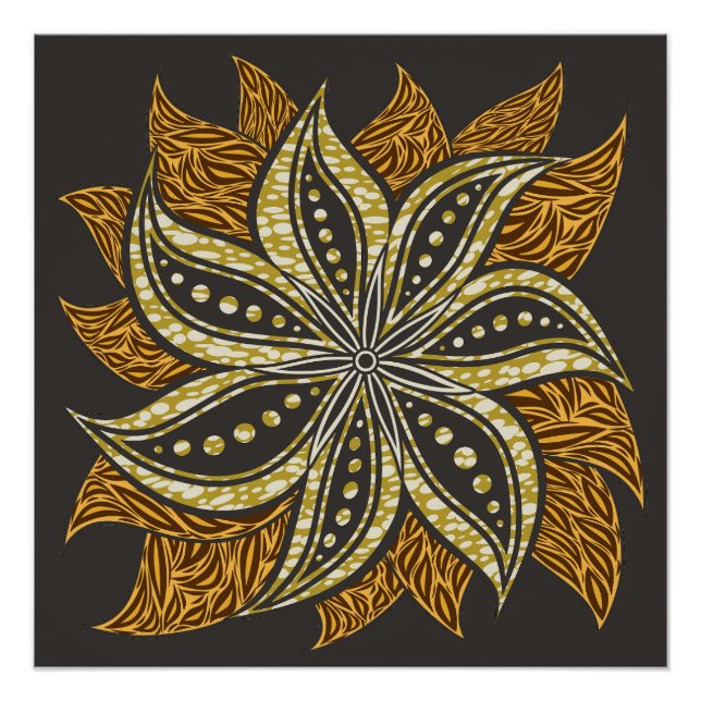 African Abstrakt Floral Batik Style Poster (Vorderseite)