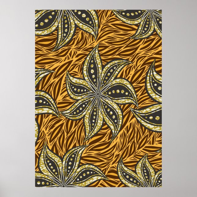 African Abstrakt Floral Batik Style Poster (Vorne)