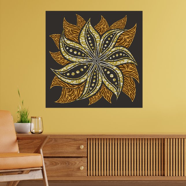 African Abstrakt Floral Batik Style Poster (Wohnzimmer 2)