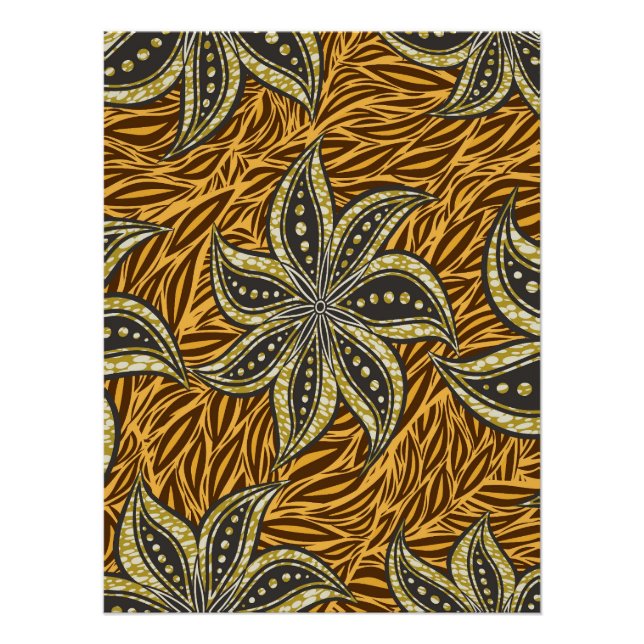 African Abstrakt Floral Batik Style Poster (Vorderseite)