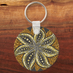 African Abstrakt Floral Batik Style Schlüsselanhänger