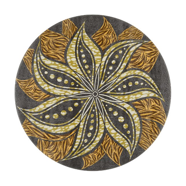 African Abstrakt Floral Batik Style Schneidebrett (Vorderseite)