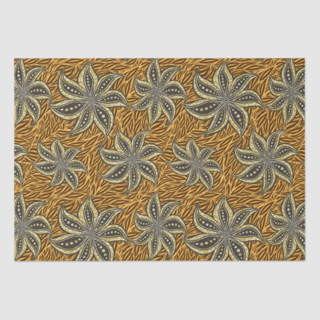 African Abstrakt Floral Batik Style Seidenpapier (Vorderseite)