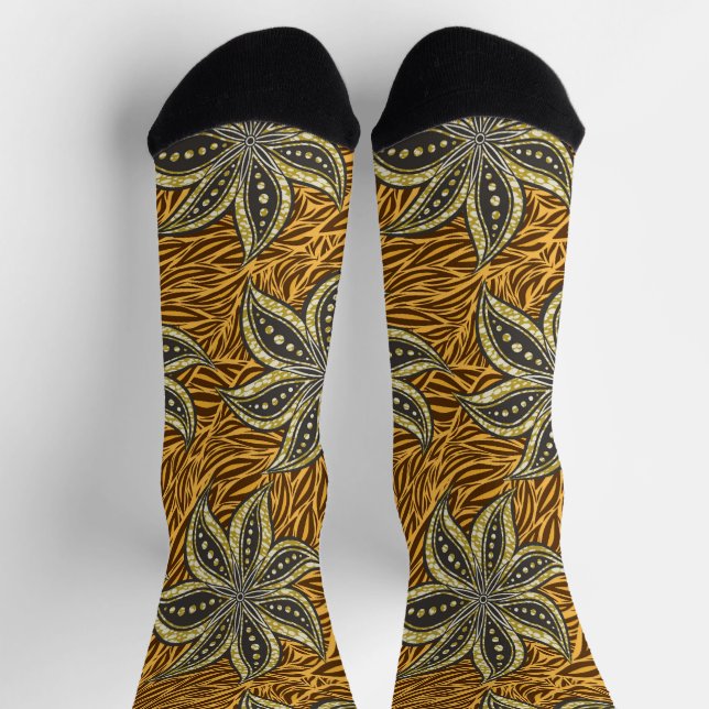 African Abstrakt Floral Batik Style Socken (Oben)
