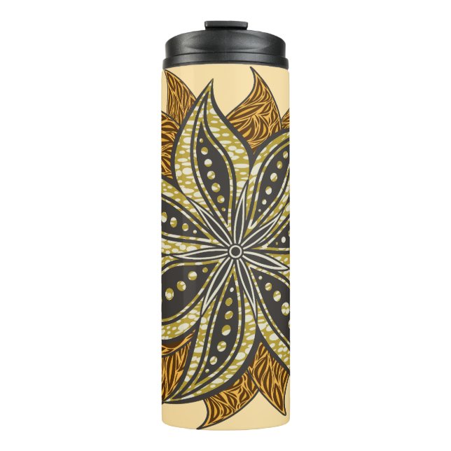 African Abstrakt Floral Batik Style Thermosbecher (Vorderseite)