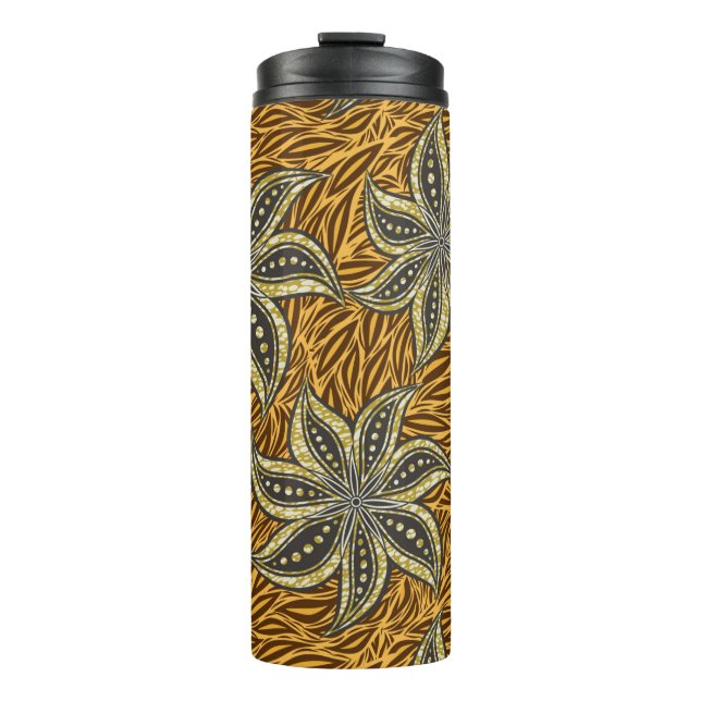 African Abstrakt Floral Batik Style Thermosbecher (Vorderseite)