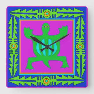 African Adinkra Denkyem Wall Clock - Anpassungsfäh Quadratische Wanduhr