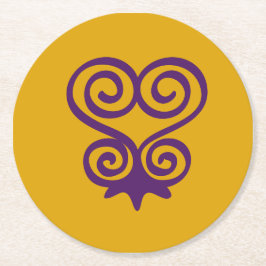 African Adinkra Symbol (Sankofa) Runder Pappuntersetzer