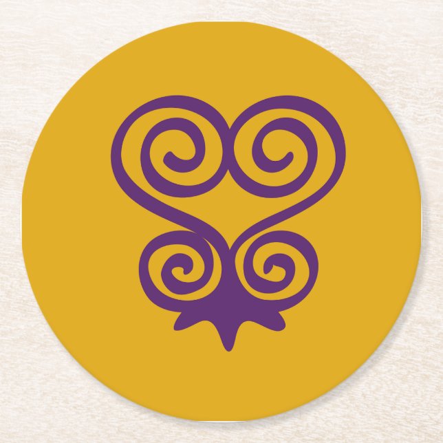 African Adinkra Symbol (Sankofa) Runder Pappuntersetzer (Vorderseite)