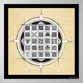 African Adinkra und Kufic Arabic on Perchment Poster