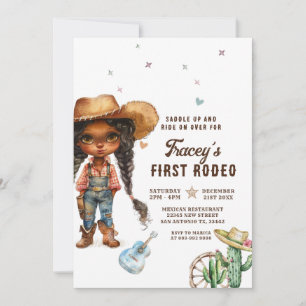 African America Cowgirl First Rodeo Birthday Party Einladung