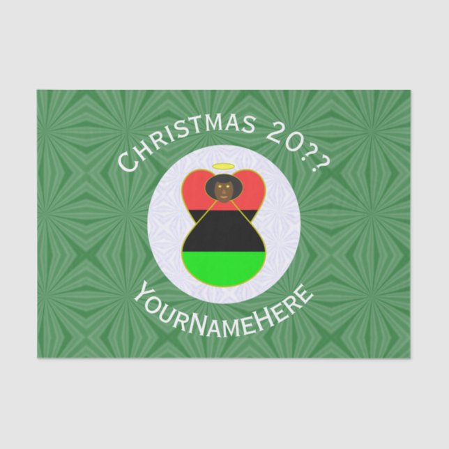 African America Flag Christmas Angel Personalisier Seidenpapier (Vorderseite)