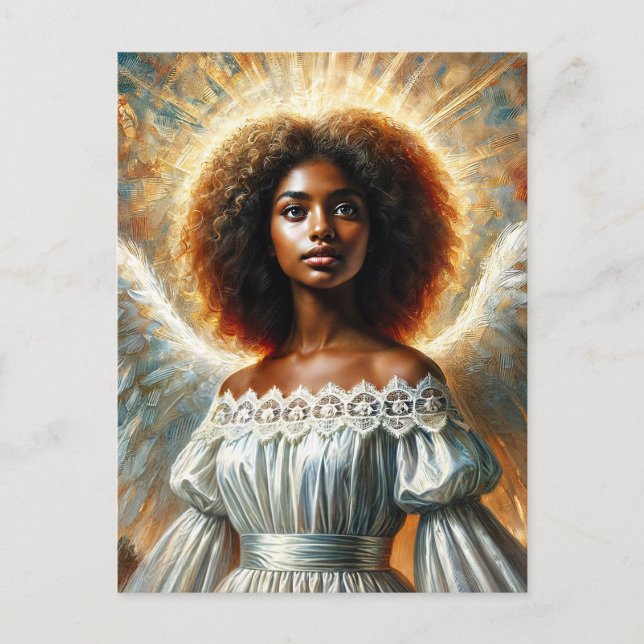 African American Angel With Halo Postkarte (Vorderseite)