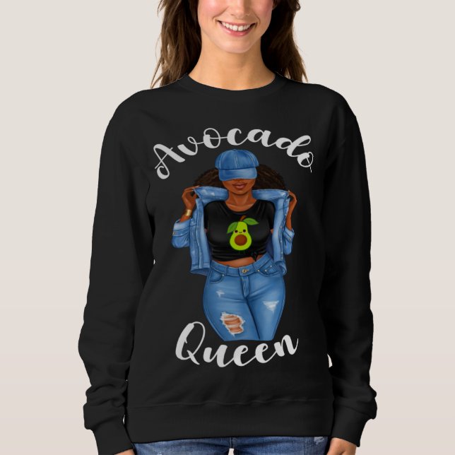 African American Avocado Queen Vegan Veganism Crue Sweatshirt (Vorderseite)