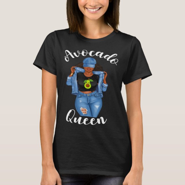 African American Avocado Queen Vegan Veganism Crue T-Shirt (Vorderseite)