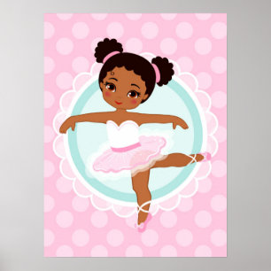 African American Ballerina - Pink Ballet Dancer Poster