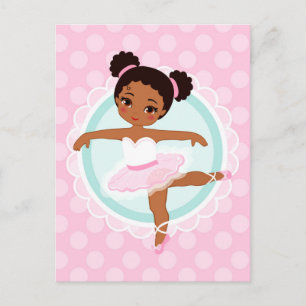 African American Ballerina - Pink Ballet Dancer Postkarte