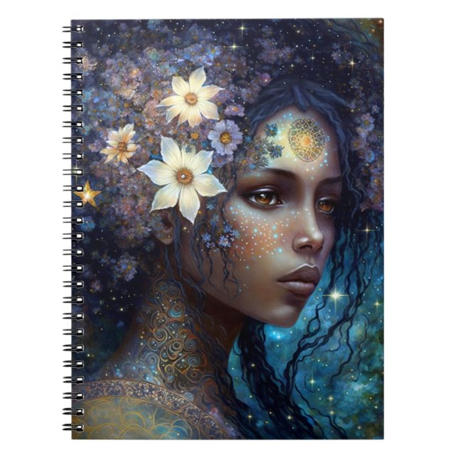 African American Black Goddess Queen Fantasy Art Notizblock (Vorderseite)