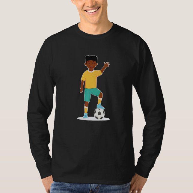 African American Boy Kids Soccer Player T-Shirt (Vorderseite)