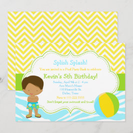 African American Boy Pool Party Bash Party Einladung