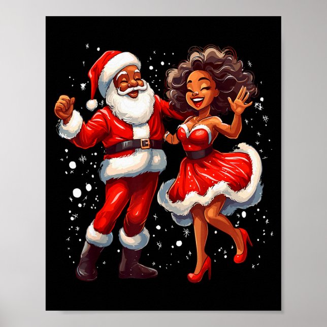 African American Christmas African Santa Mrs Claus Poster (Vorne)