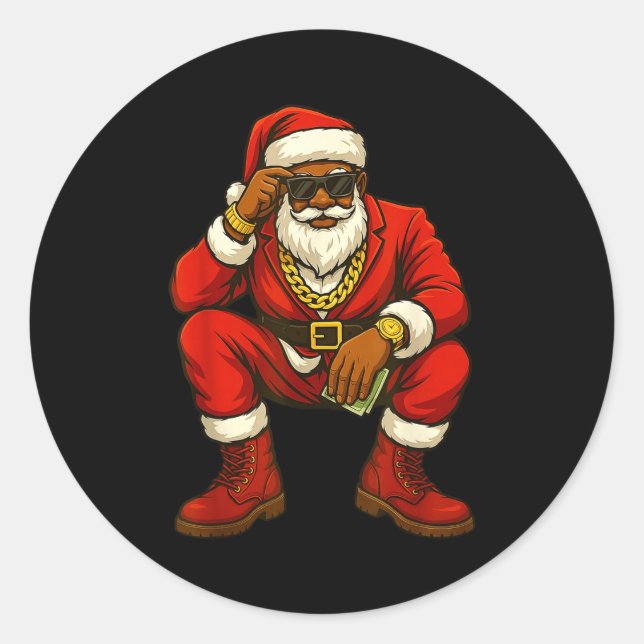 African American Christmas Funny African American  Runder Aufkleber (Vorderseite)