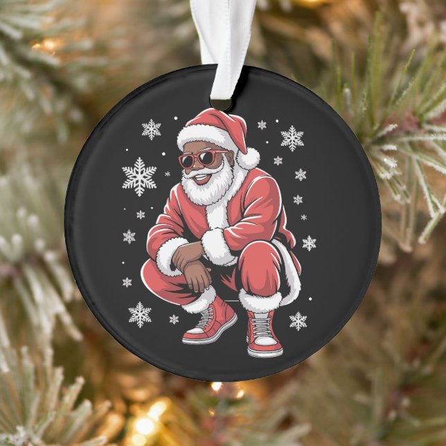African American Christmas Pajama Xmas Afro Santa  Ornament (Baum)