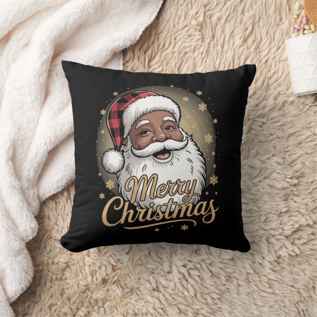 African American Christmas Pajamas Santa Claus  Kissen (Decke)