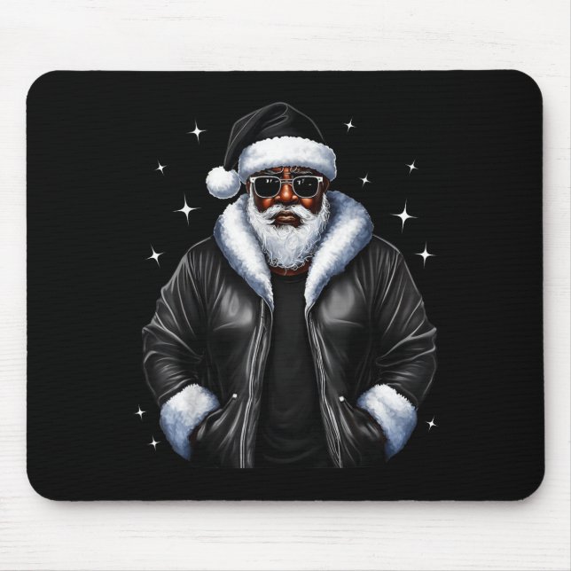 African American Christmas Xmas Afro Santa Claus  Mousepad (Vorne)
