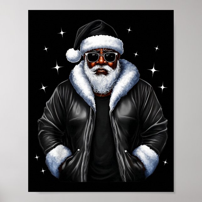 African American Christmas Xmas Afro Santa Claus  Poster (Vorne)